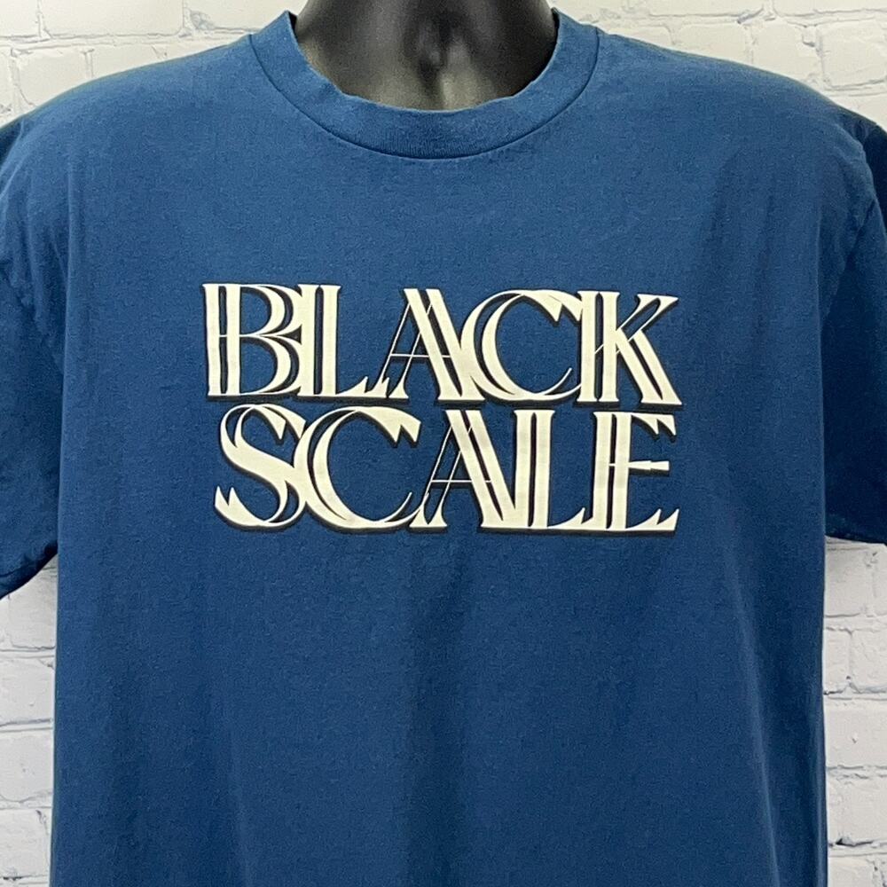 Black Scale Spell Out T Shirt BLVCK SCVLE Streetwear Blue Tee Unisex L Large